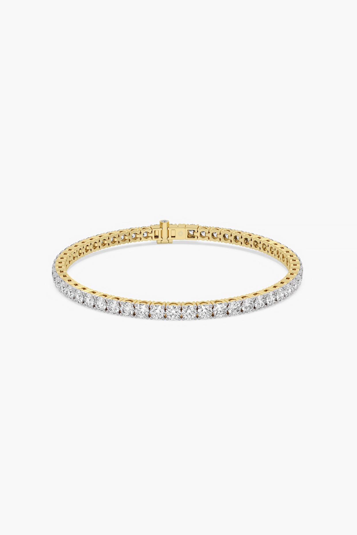 14kt Yellow Gold Finish Lab Grown Round-Cut Diamond Tennis Bracelet