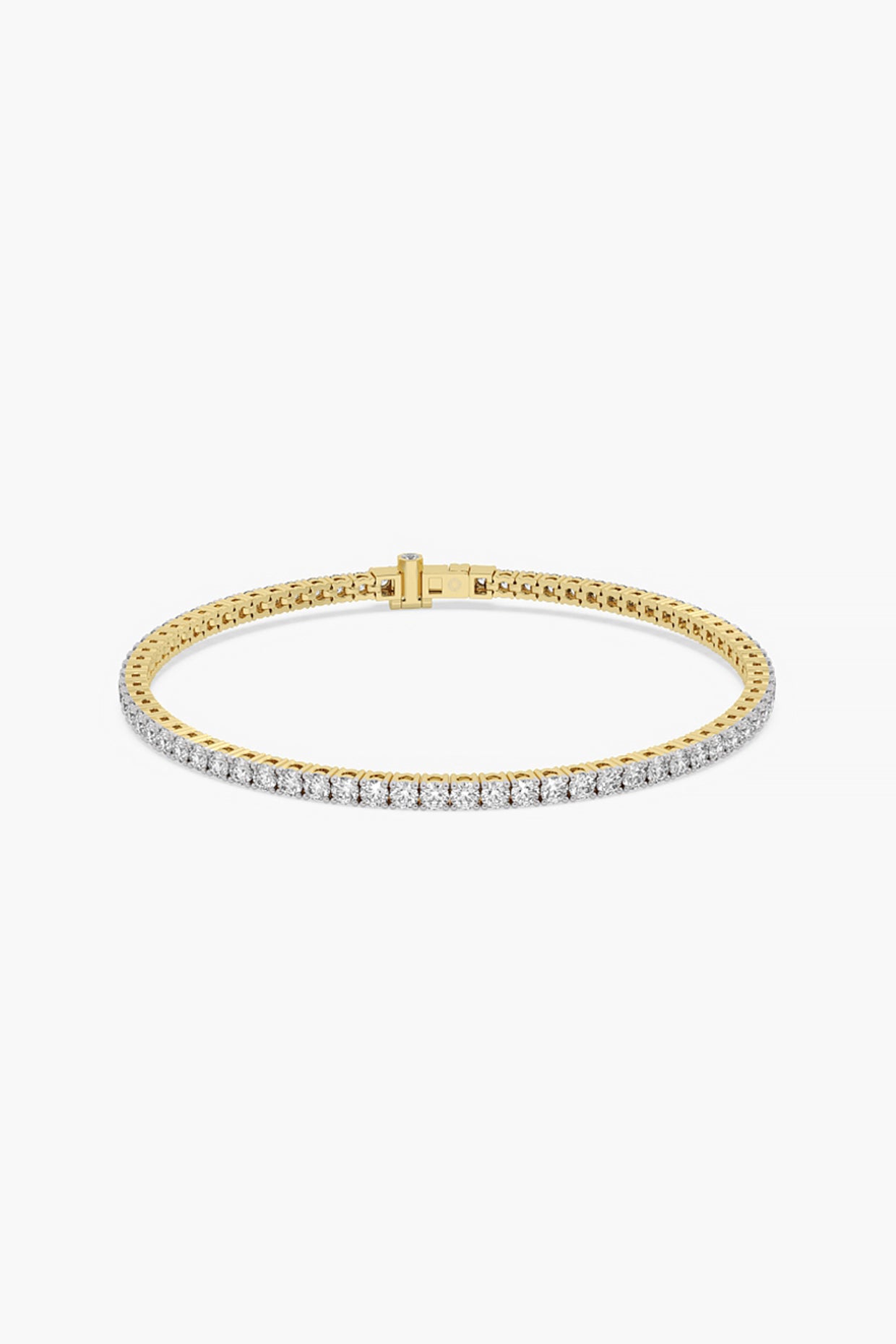 14kt Yellow Gold Finish Lab Grown Round-Cut Diamond Tennis Bracelet