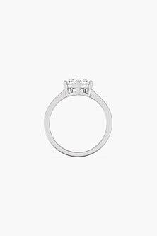 14kt White Gold Finish 5 Prong Lab Grown Round-Cut Solitaire Diamond Ring
