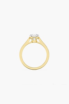 14kt Yellow Gold Finish 4 Prong Lab Grown Round-Cut & Ashth-Cut Diamond Ring