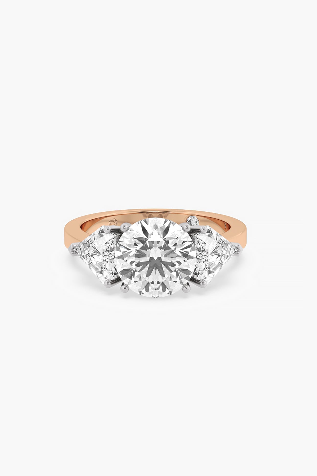14kt Two-Tone Finish Lab Grown Round & Kite-Cut Diamond Ring