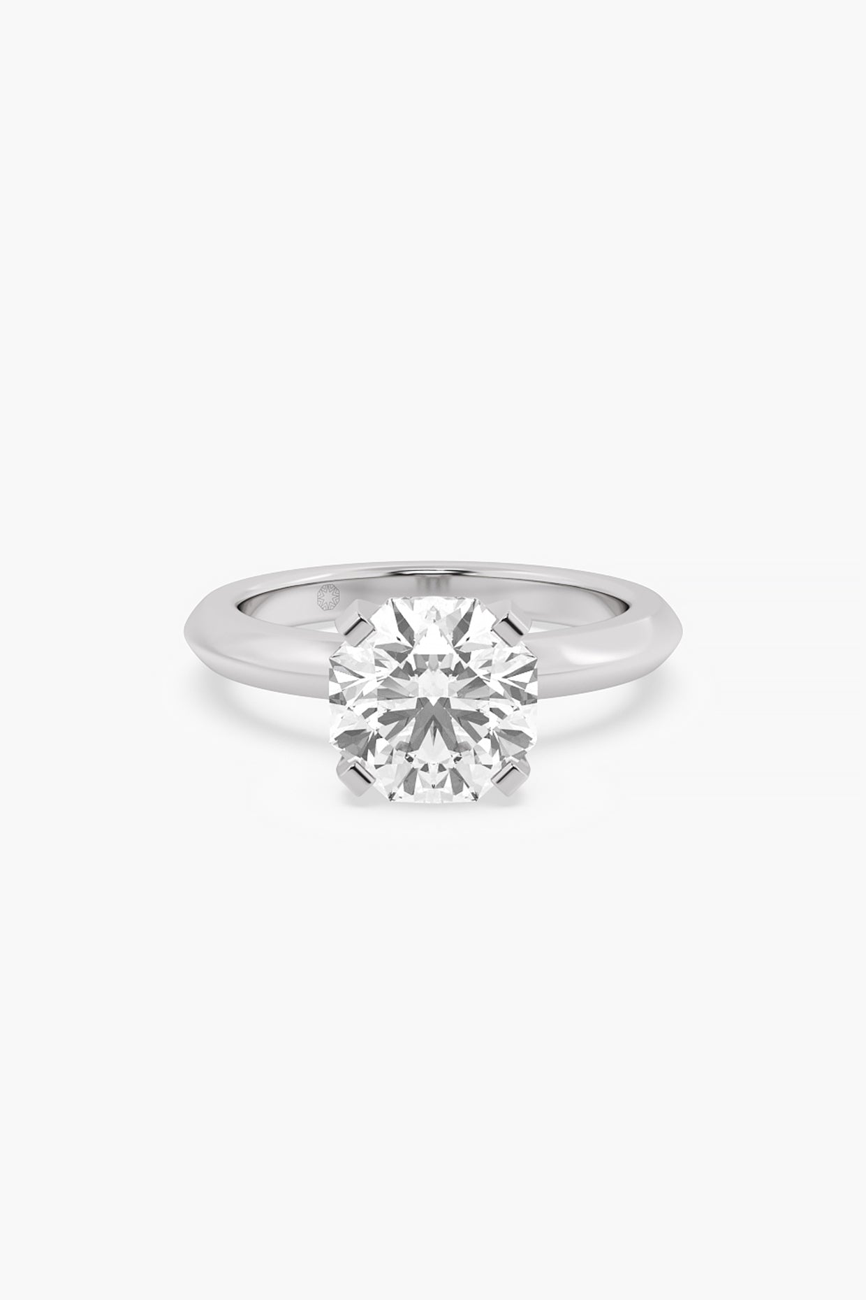 14kt White Gold Finish 4 Prong Lab Grown Ashth-Cut Diamond Ring