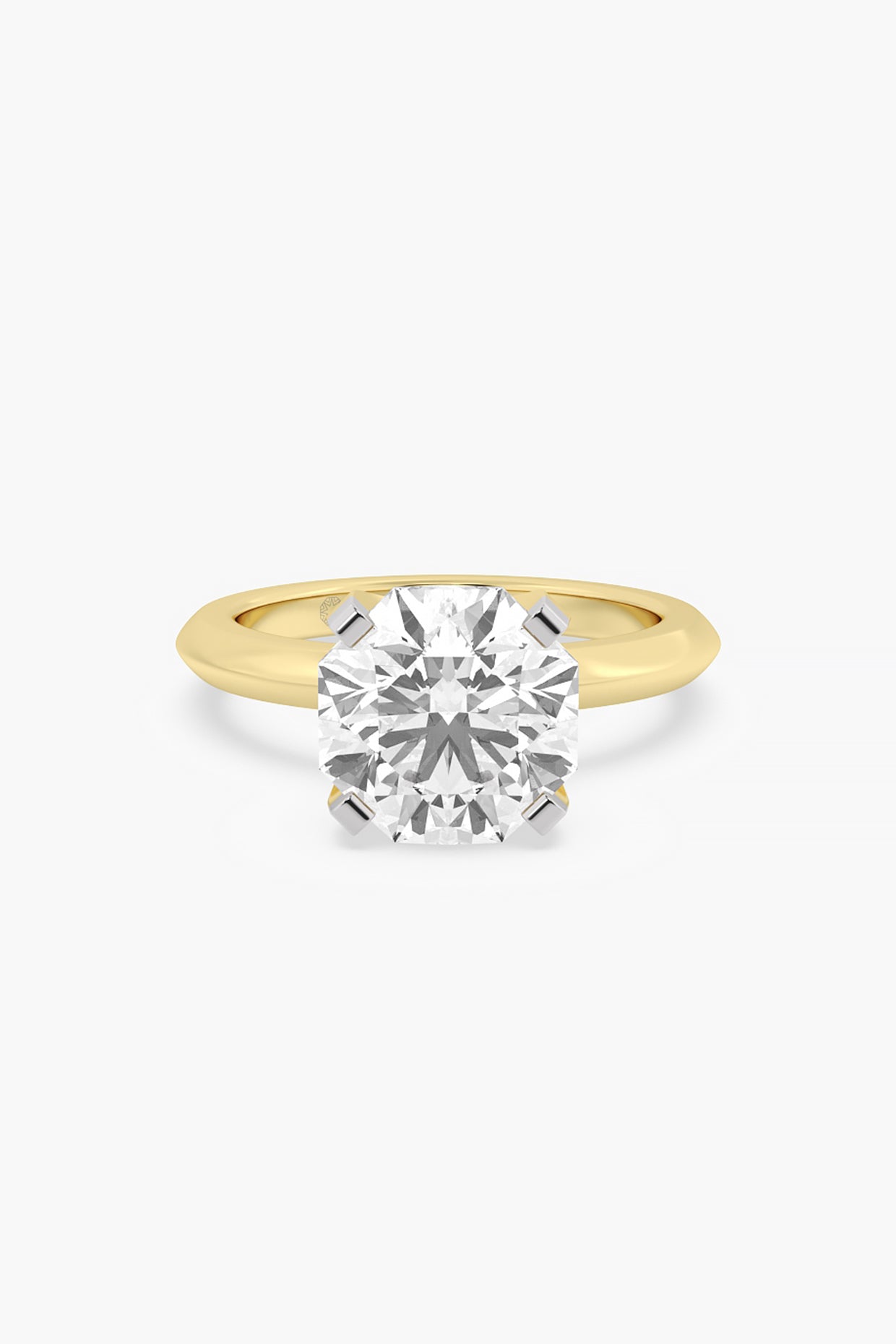 14kt Yellow Gold Finish 4 Prong Lab Grown Ashth-Cut Diamond Ring