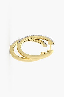 14kt Yellow Gold Finish Round & Ashth-Cut Diamond Hoop Earrings