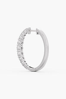 14kt White Gold Finish Round & Ashth-Cut Diamond Hoop Earrings
