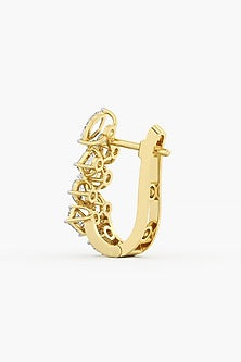 14kt Yellow Gold Finish Round & Oval-Cut Diamond Huggie Earrings