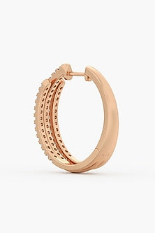 14kt Rose Gold Finish Round-Cut Diamond Layered Hoop Earrings