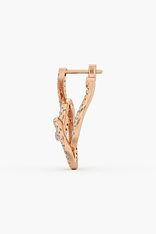 14kt Rose Gold Finish Lab Grown Round & Ashth-Cut Diamond Tear-Drop Shaped Earrings
