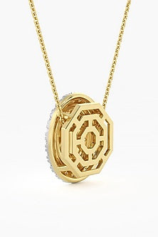 14kt Yellow Gold Finish Lab Grown Oval-Cut Diamond Halo Pendant