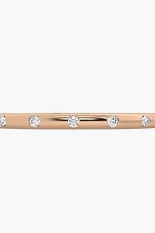 14kt Rose Gold Finish Lab Grown Round-Cut Diamond Bangle