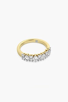 14kt Yellow Gold Finish Lab Grown Round & Ashth-Cut Diamond Ring