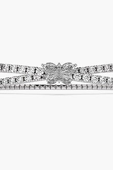 14kt White Gold Finish Lab-Grown Diamond Openable Spring Bracelet