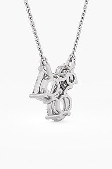 14kt White Gold Finish Lab-Grown Diamond Cluster Pendant