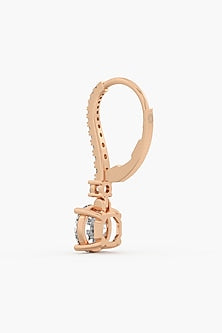 18kt Rose Gold Finish Round-Cut Diamond Huggie Earrings