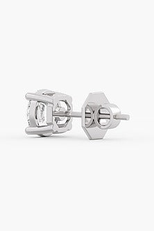 18kt White Gold Finish Round-Cut Diamond Stud Earrings