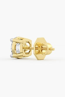 18kt Yellow Gold Finish Round-Cut Diamond Stud Earrings