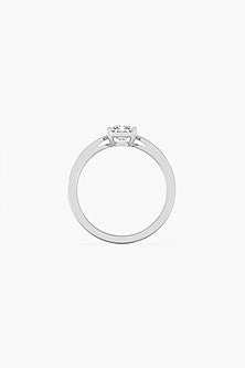18kt White Gold Finish Emerald-Cut Diamond Reverse Tapering Solitaire Ring