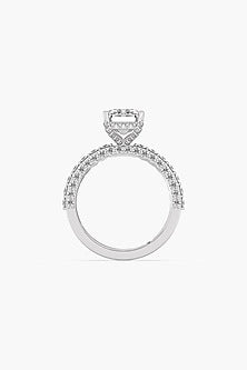 18kt White Gold Finish Emerald-Cut Diamond Ring