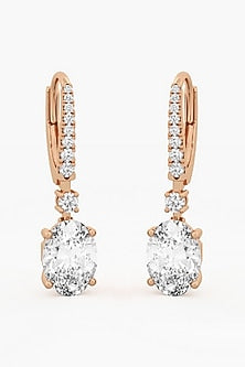 18kt Yellow Gold 2.90ctw Oval & Round Cut Lab Grown Diamond Dangler Earrings