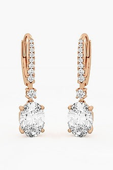 18kt Rose Gold 2.90ctw Oval & Round Cut Lab Grown Diamond Dangler Earrings