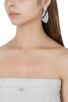 Silver plated faux diamond and long dangler earrings