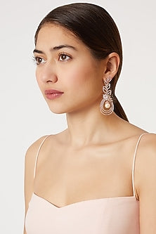 Rose Gold Finish Pearl Earrings