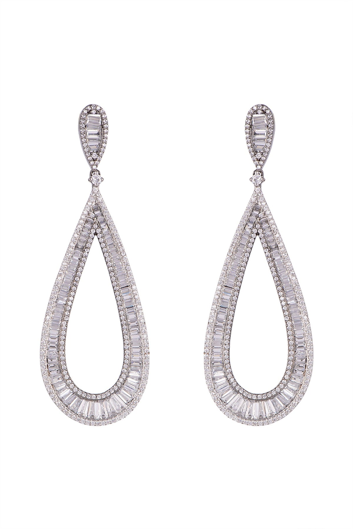 Black Rhodium Finish Long Earrings