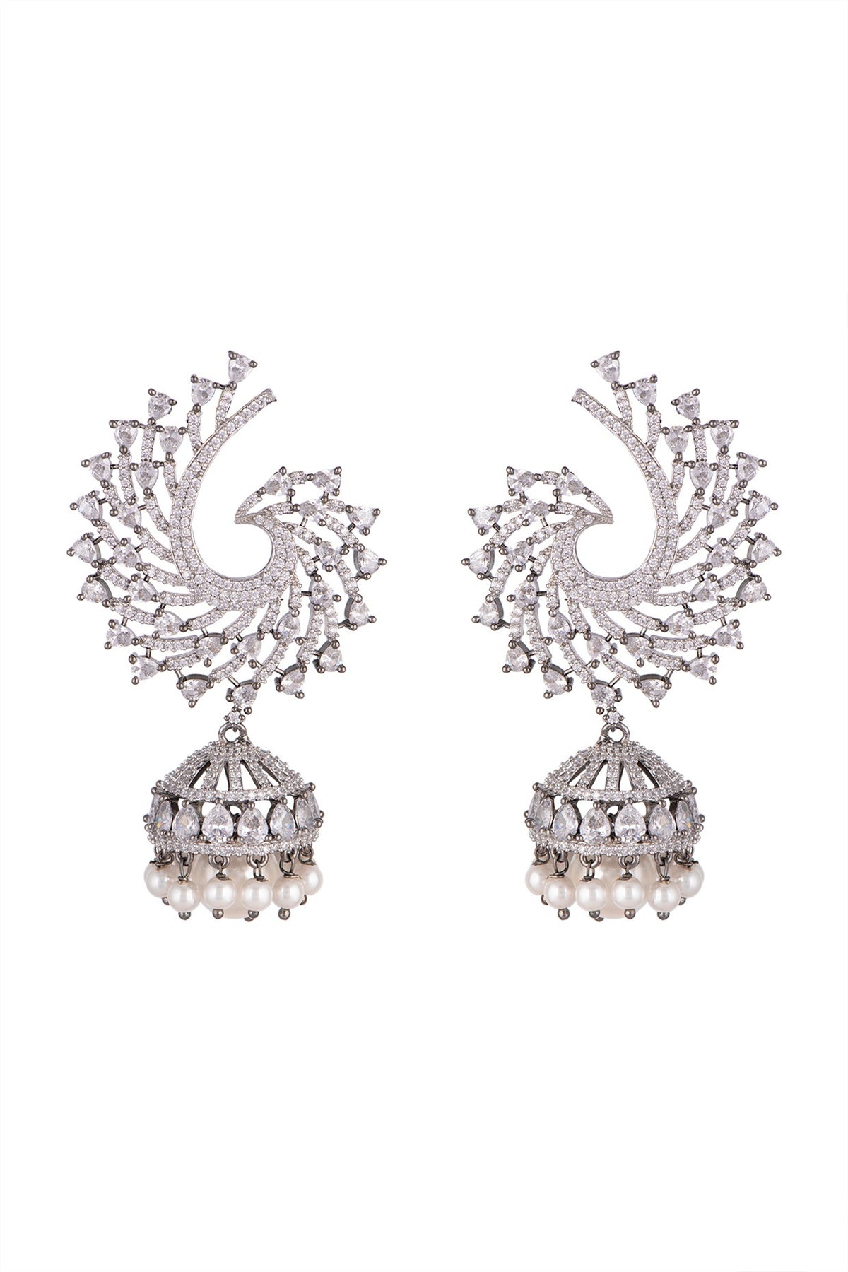 Black Rhodium Finish Jhumka Earrings