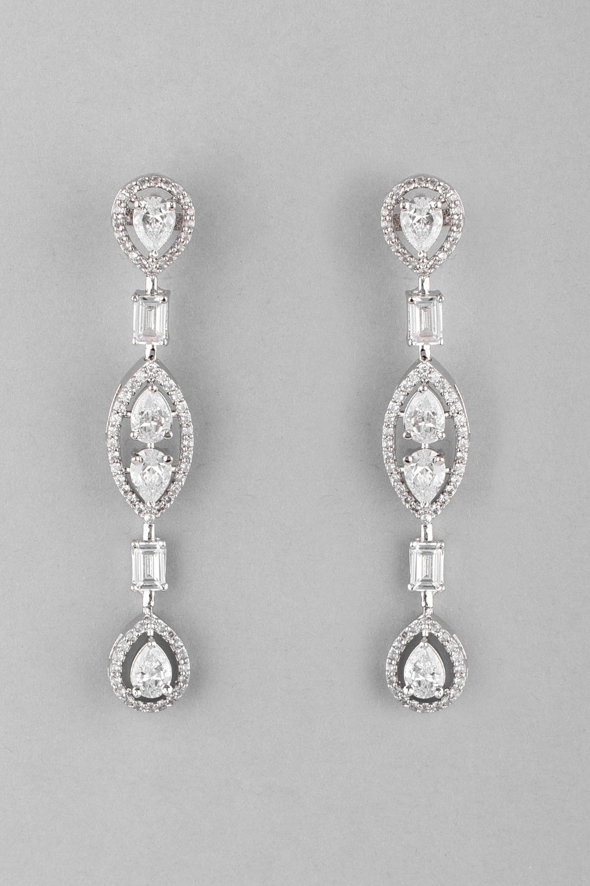 White Finish Dangler Diamond Earrings