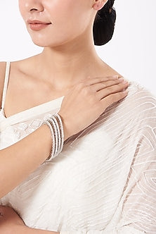 White Finish Zircon Bangles (Set of 4)
