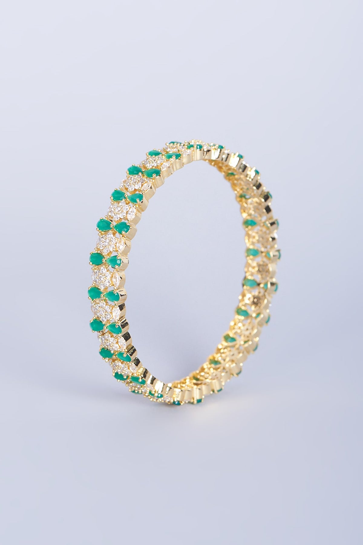 Gold Finish Zircon Bangles (Set of 2)