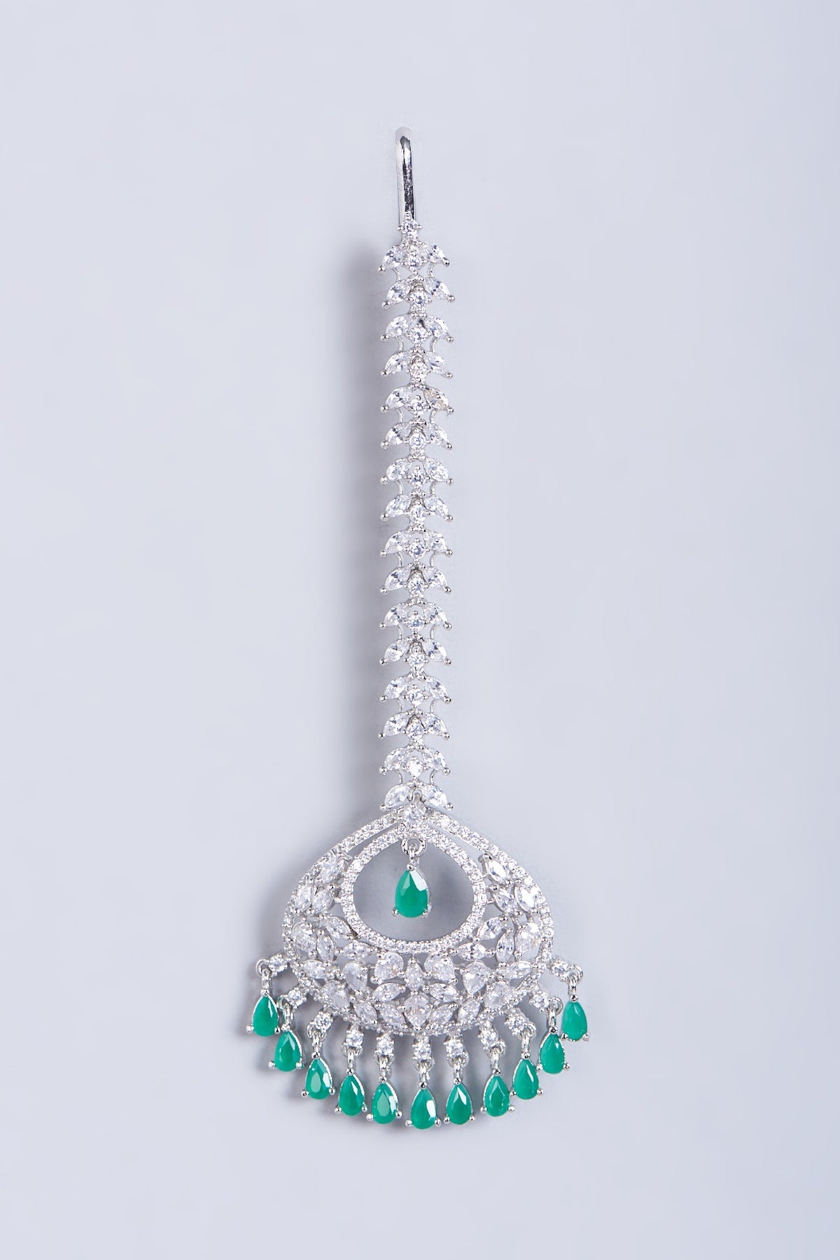 White Finish Faux Diamonds Maang Tikka