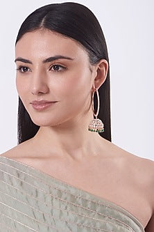 Rose Gold Finish Faux Diamonds Jhumka Earrings