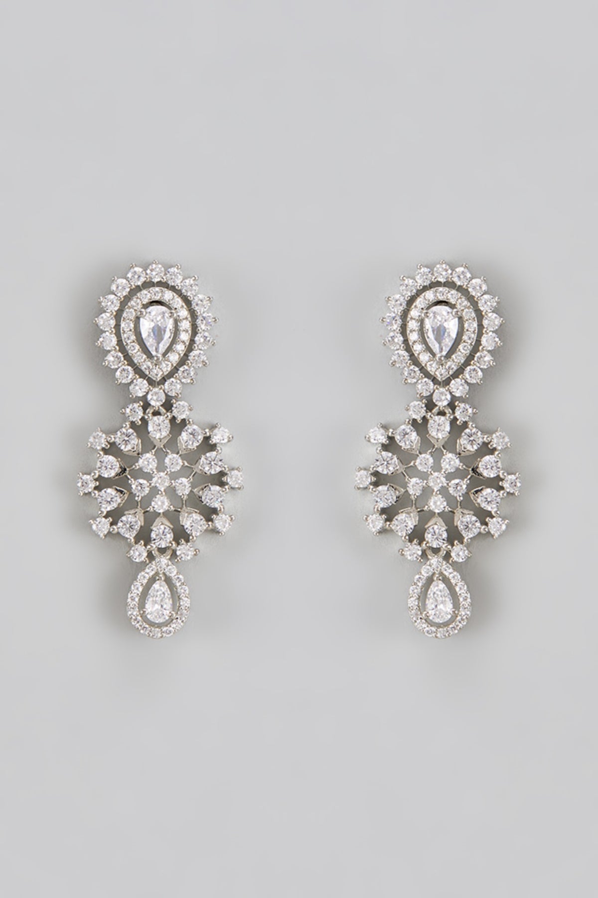 White Finish Zircon Dangler Earrings