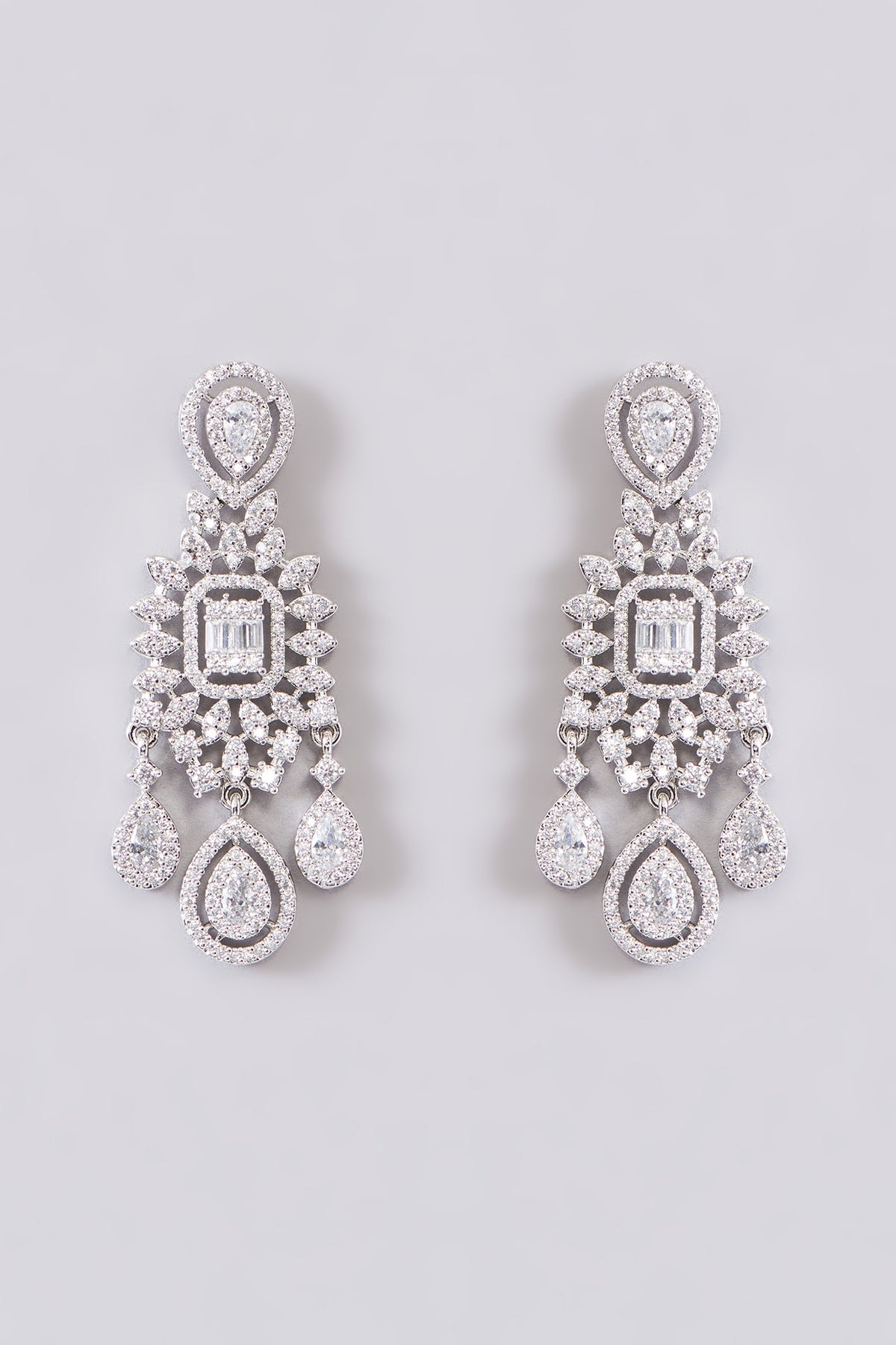 White Finish Zircon Layered Necklace Set