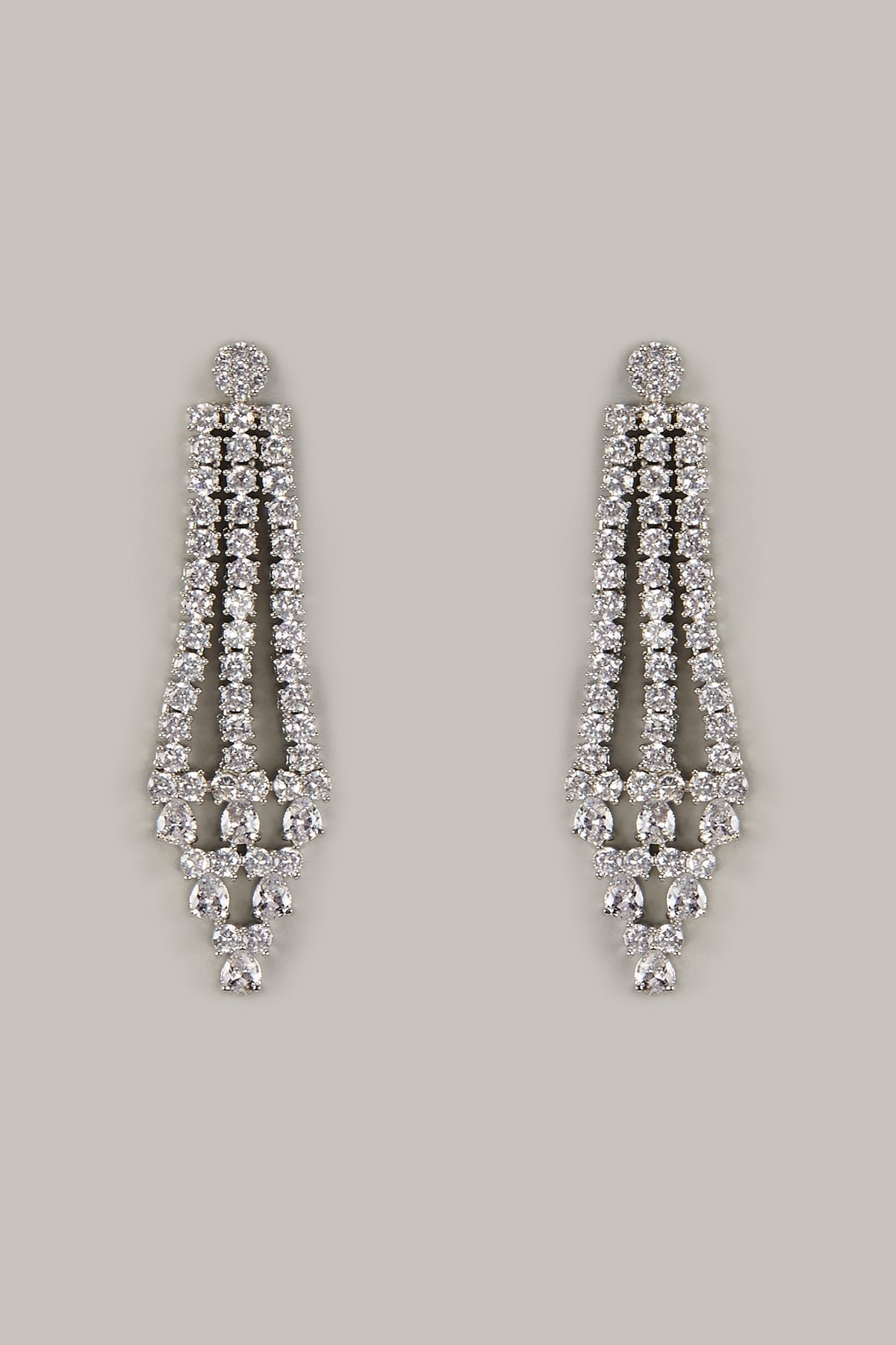 White Finish Zircon Dangler Earrings