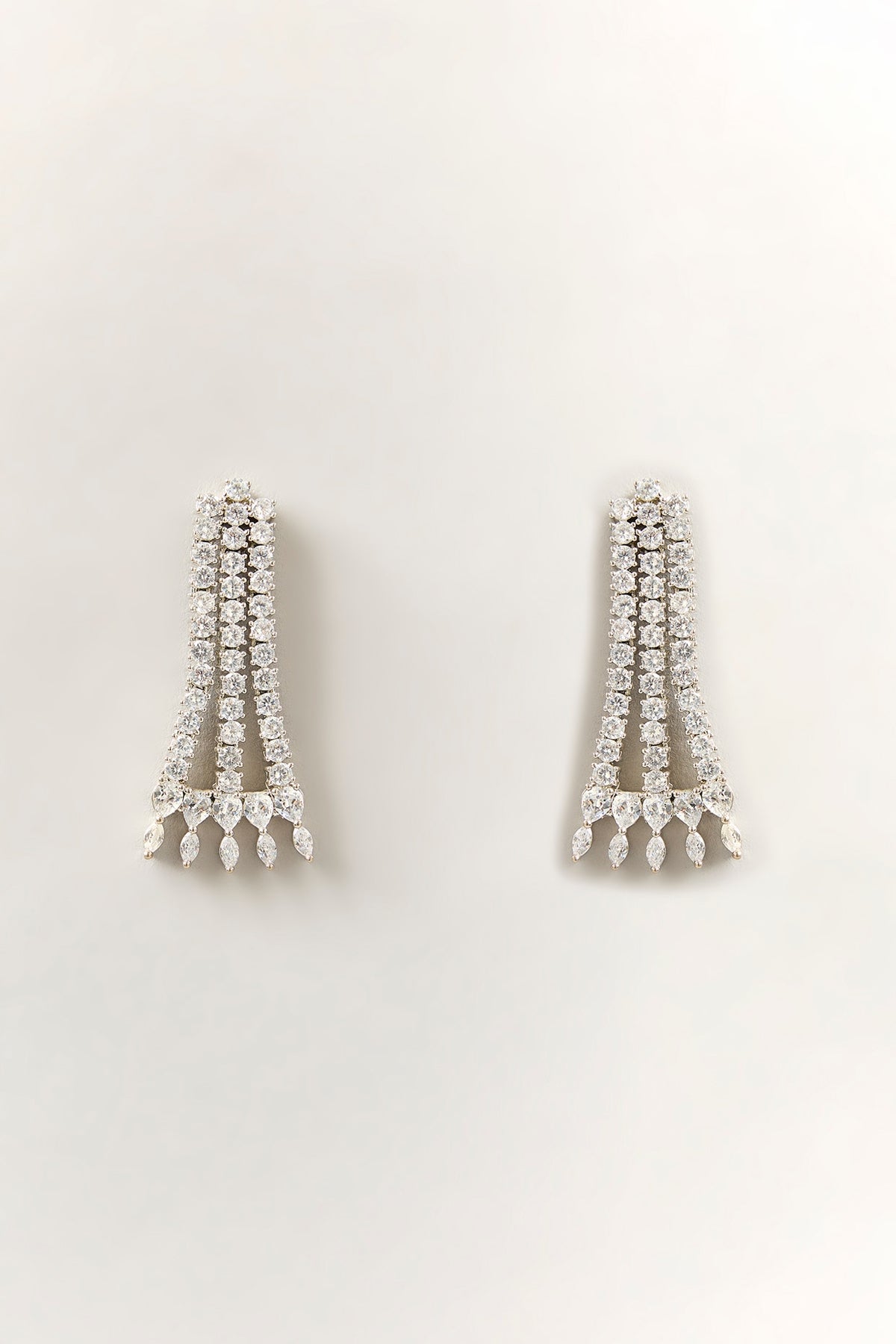 White Finish Zircon Dangler Earrings