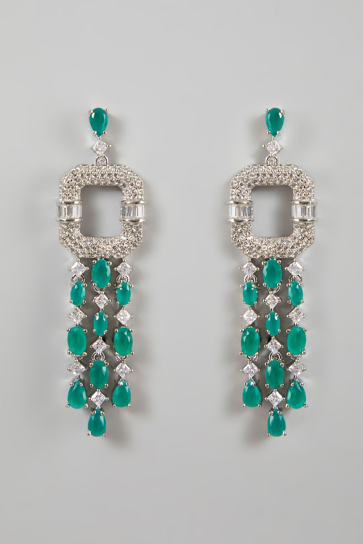 White Finish Diamond Earrings