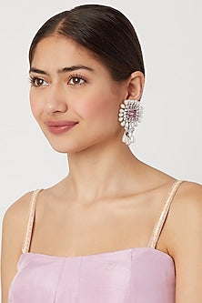 White Finish Pearl Dangler Earrings