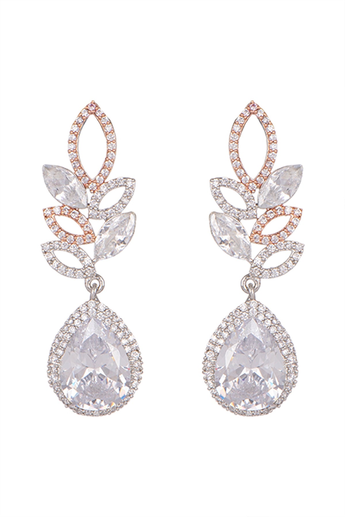White Finish Leaf Shaped Earrings