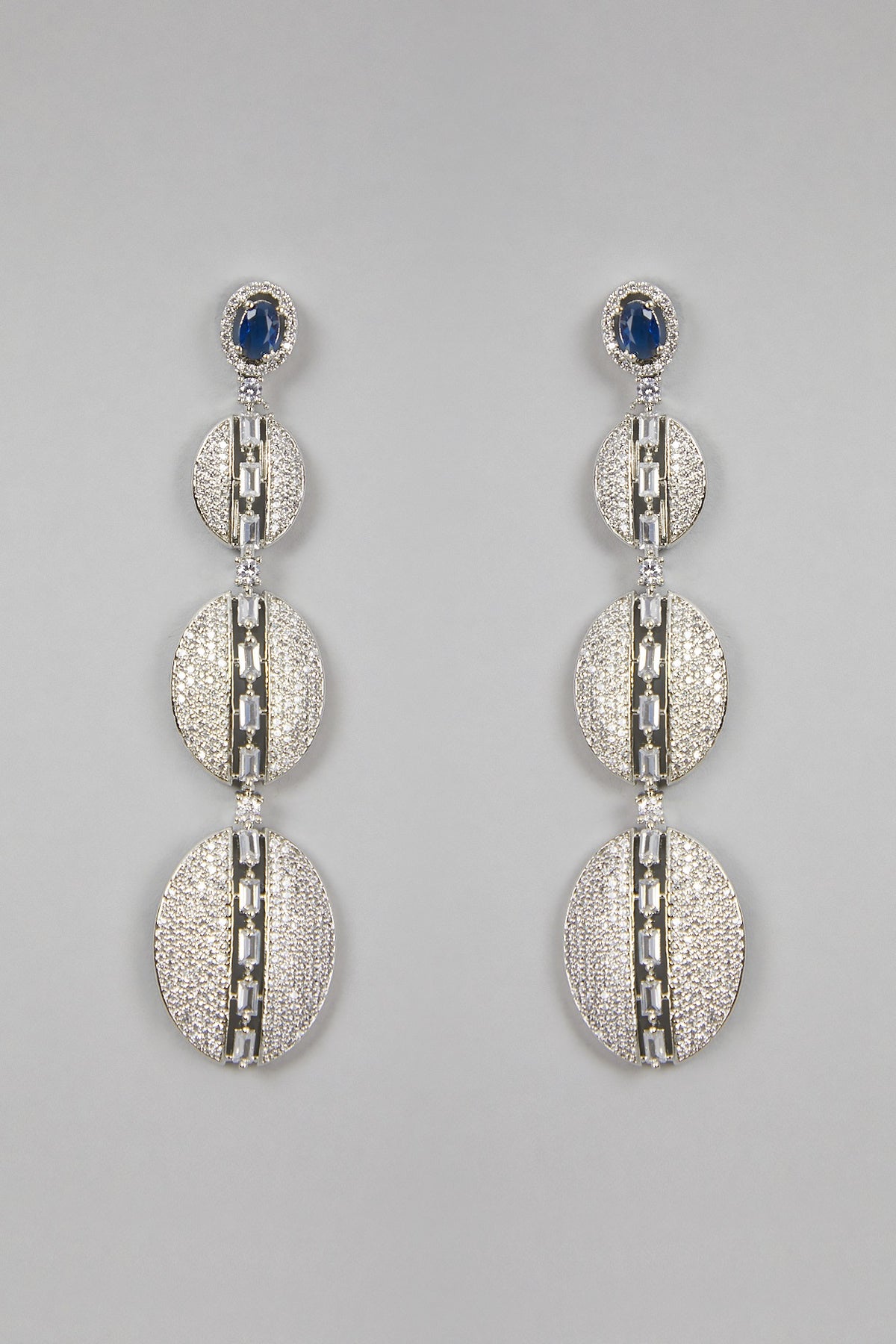 White Finish Long Earrings