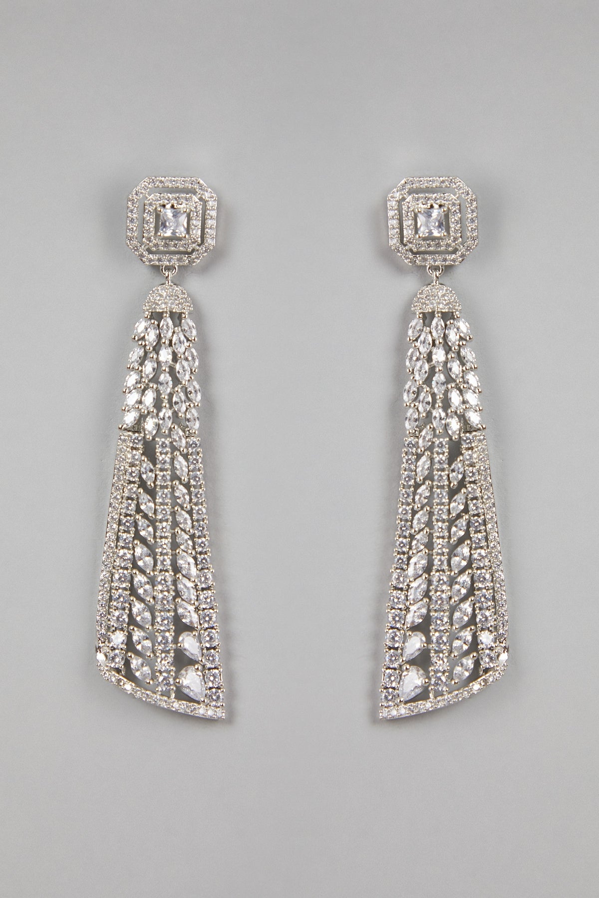 White Finish Zircon Dangler Earrings