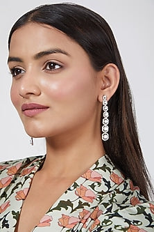 White Finish Long Earrings