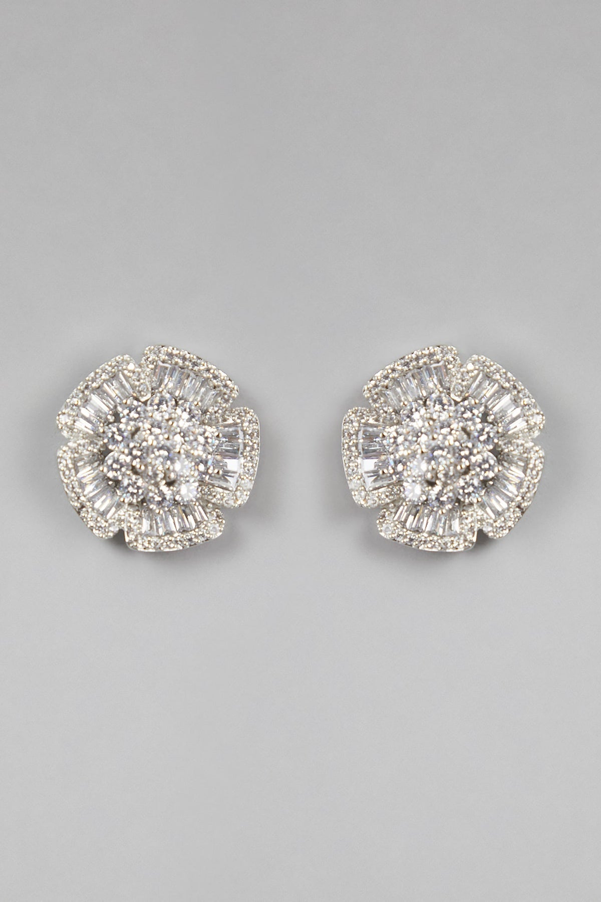 White Finish Stud Earrings