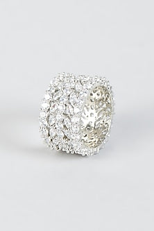 White Finish Zircon Band Ring