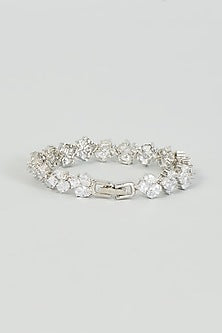 White Finish Faux Diamond Bracelet