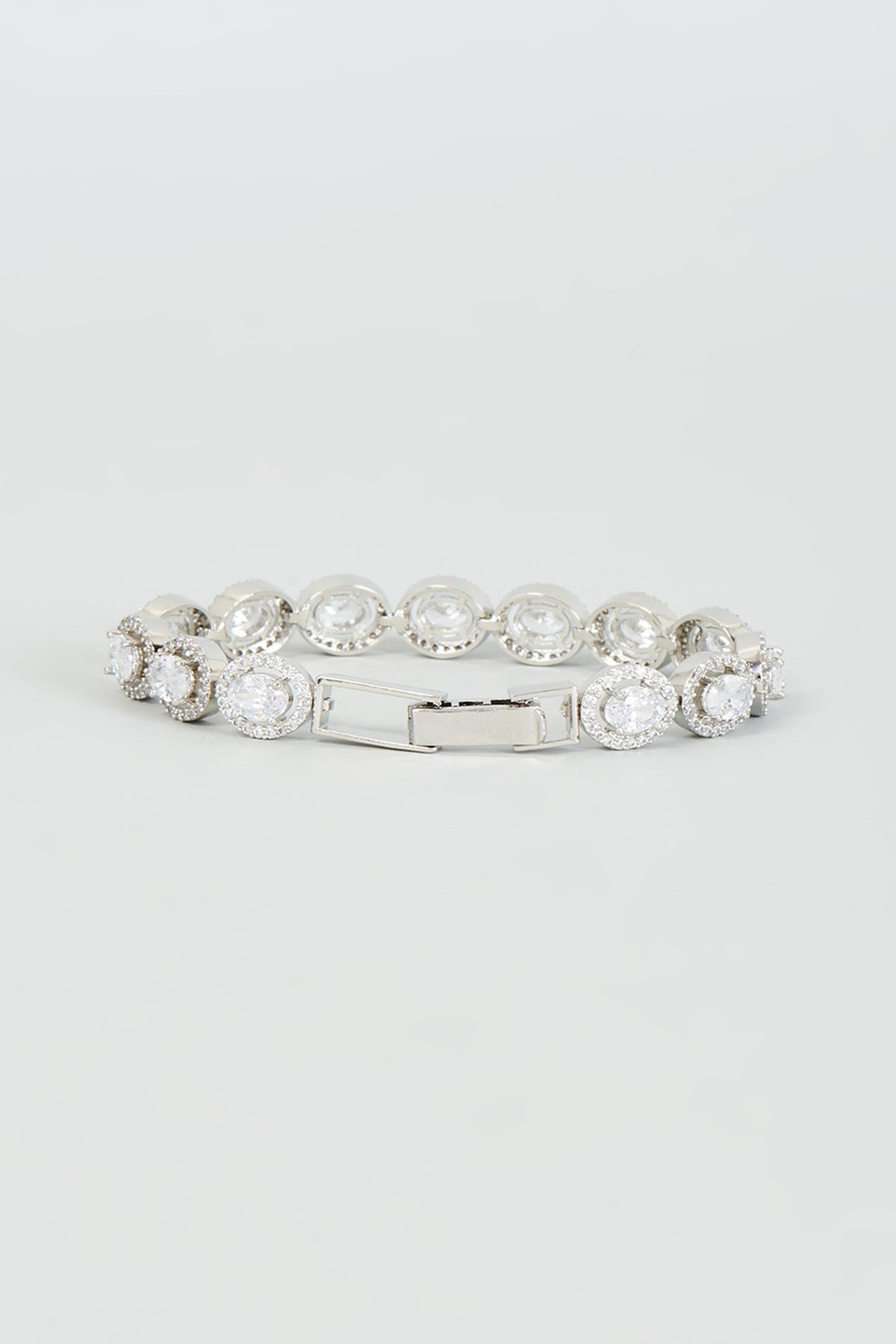 White Finish Faux Diamond Bracelet
