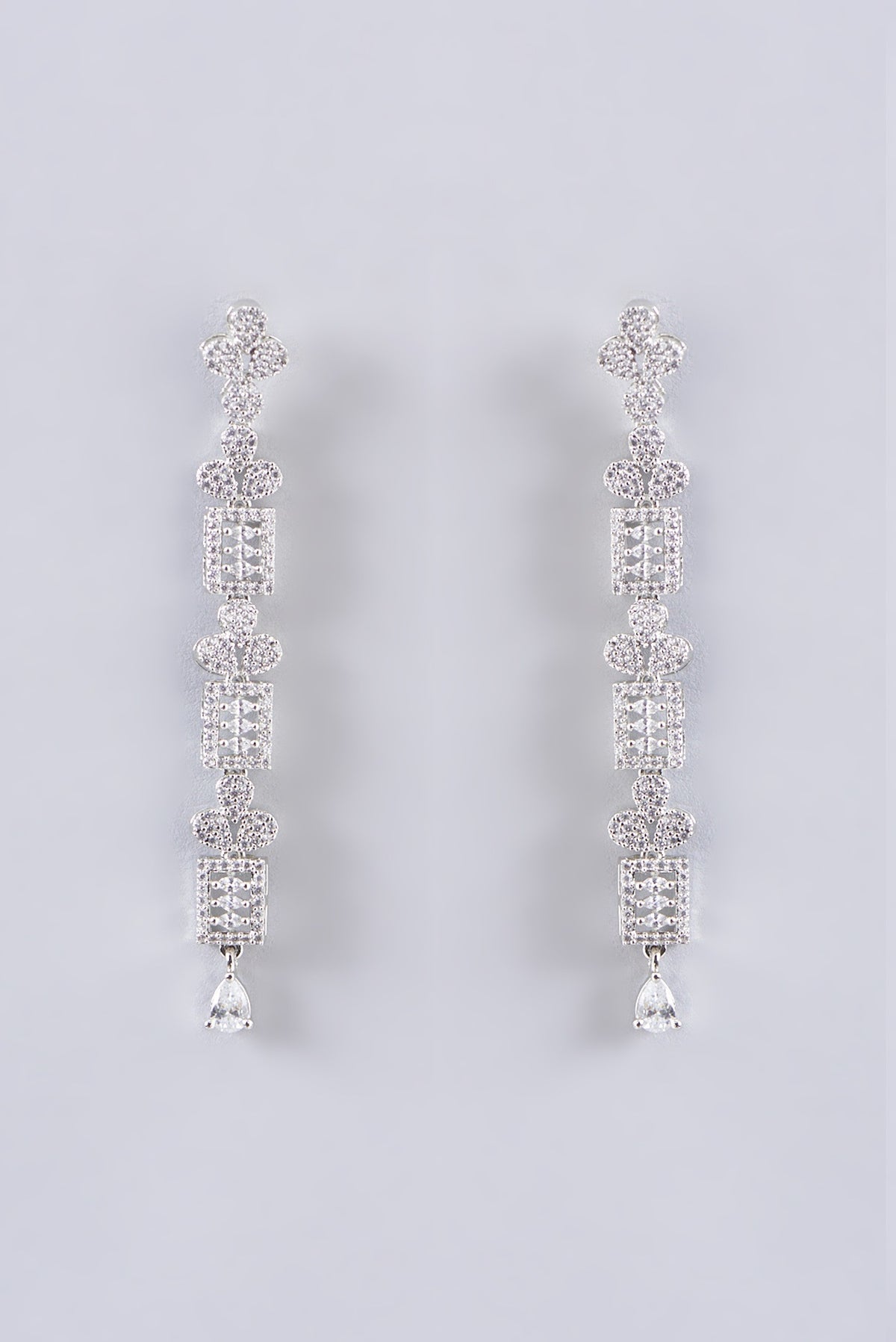 White Finish Faux Diamond Necklace Set