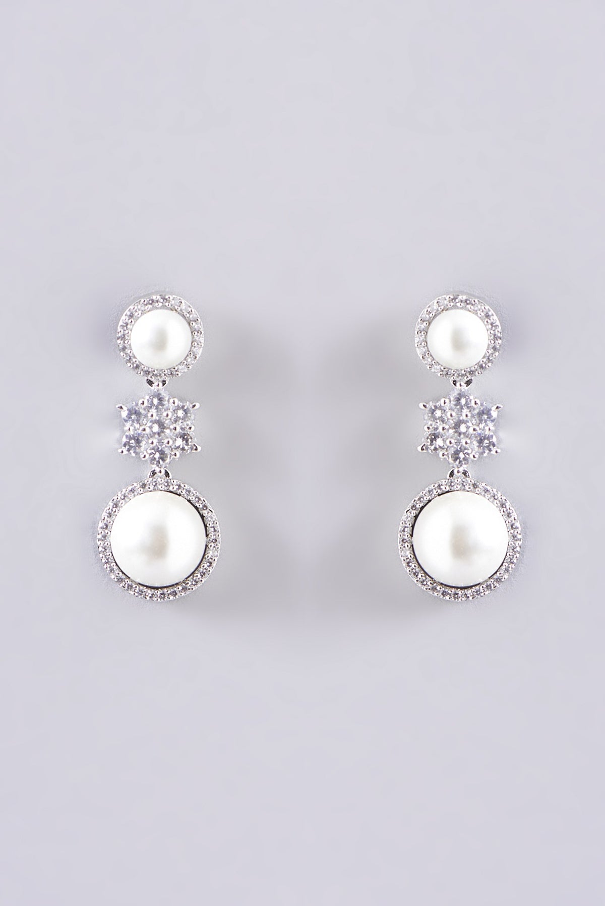 White Finish Faux Diamond Necklace Set