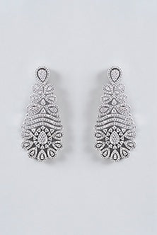 White Finish Faux Diamond Necklace Set